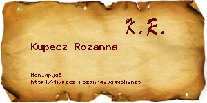 Kupecz Rozanna névjegykártya